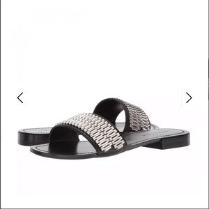 KENDALL + KYLIE Kennedy Sandal in Black & Nickel Leather